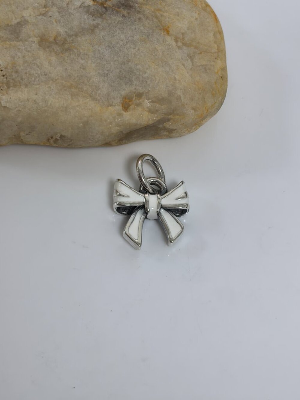James Avery Enamel Bow Charm (white), S925 Silver Jewelry (Women's)